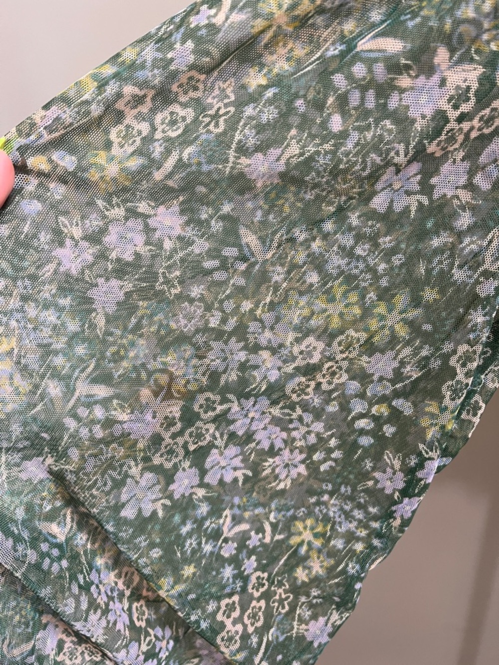 Free People Twyla Green Floral Tie-Front Shirred Waist Blouse - Size Small - Picture 9 of 11